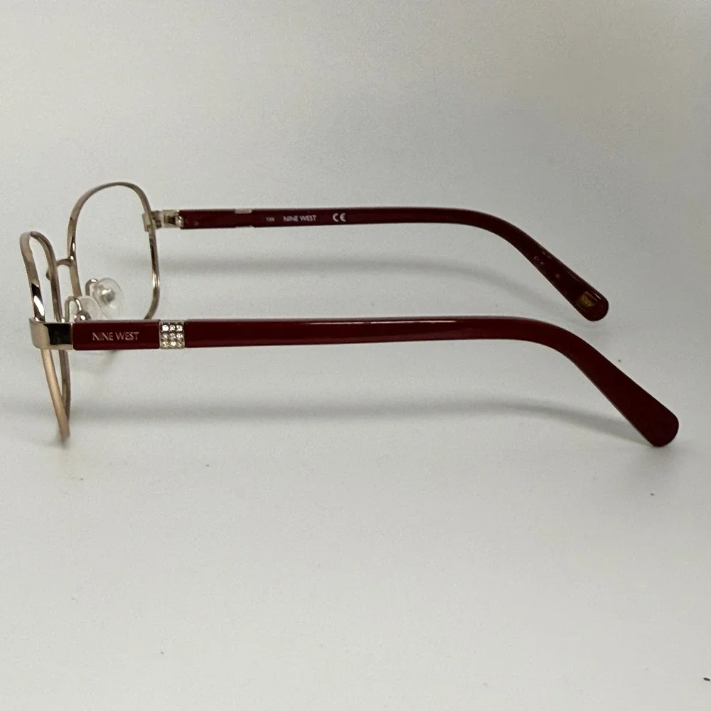 Nine West‎ NW123S 780 Gold Burgundy Square Eyeglasses Frames 57-16-135 21813